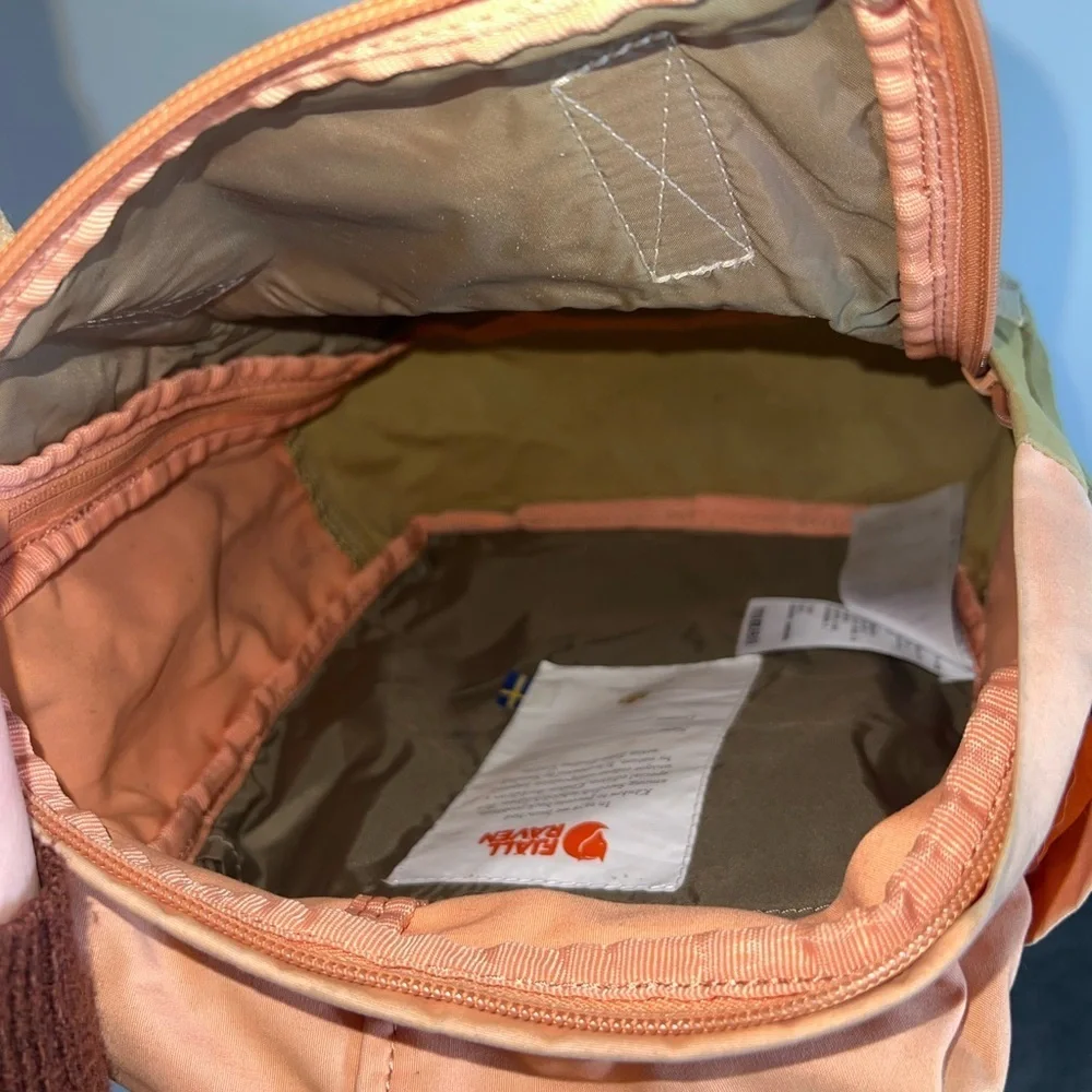 Fjallraven Kanken Art Landsort Backpack in Peach and Olive mini